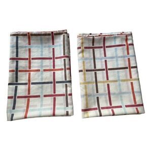 70s Vintage‎ MCM Mid Century Geometric Print Cotton 2 Pillowcase